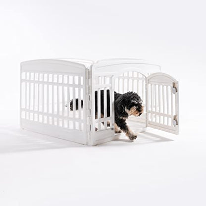 24" Exercise 4-Panel Pet Playpen with Door, White