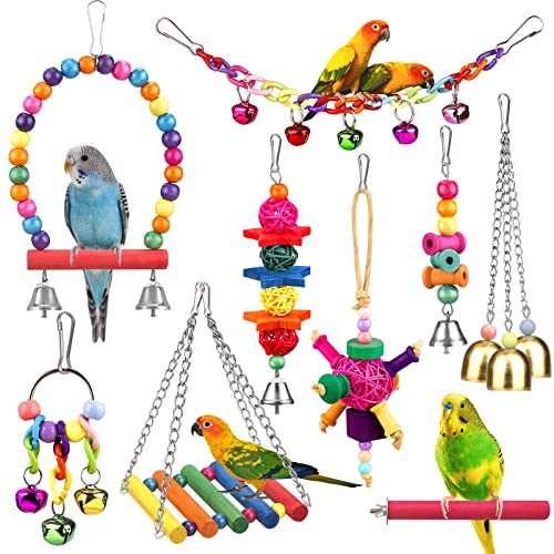 Bird Toys for Conures with Colorful Ladder Hammock Bird Cage