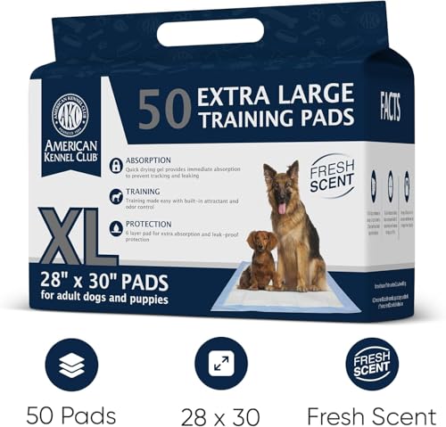 Almohadillas perfumadas para entrenamiento de cachorros con gel ultra absorbente de secado rápido - 28 x 30 Almohadillas para orina para perros - Aroma fresco - 50 unidades, XL