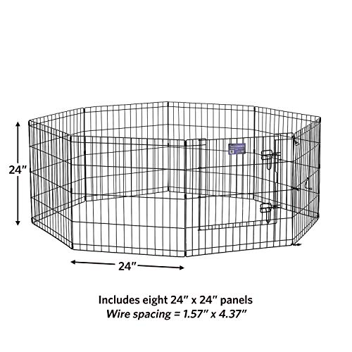 Dog Exercise Pen & Playpen, 24"W x 24"H, With Door, Black