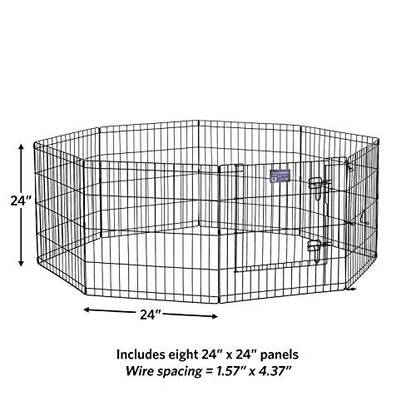 Dog Exercise Pen & Playpen, 24"W x 24"H, With Door, Black