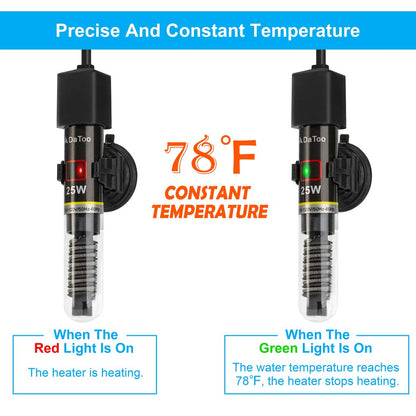 Mini Aquarium Heater 25W Small Fish Tank Heater 25 Watt with Free Thermometer Sticker