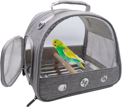 Transportín de viaje Dotala Bird con soporte y bandeja de acero inoxidable (gris)