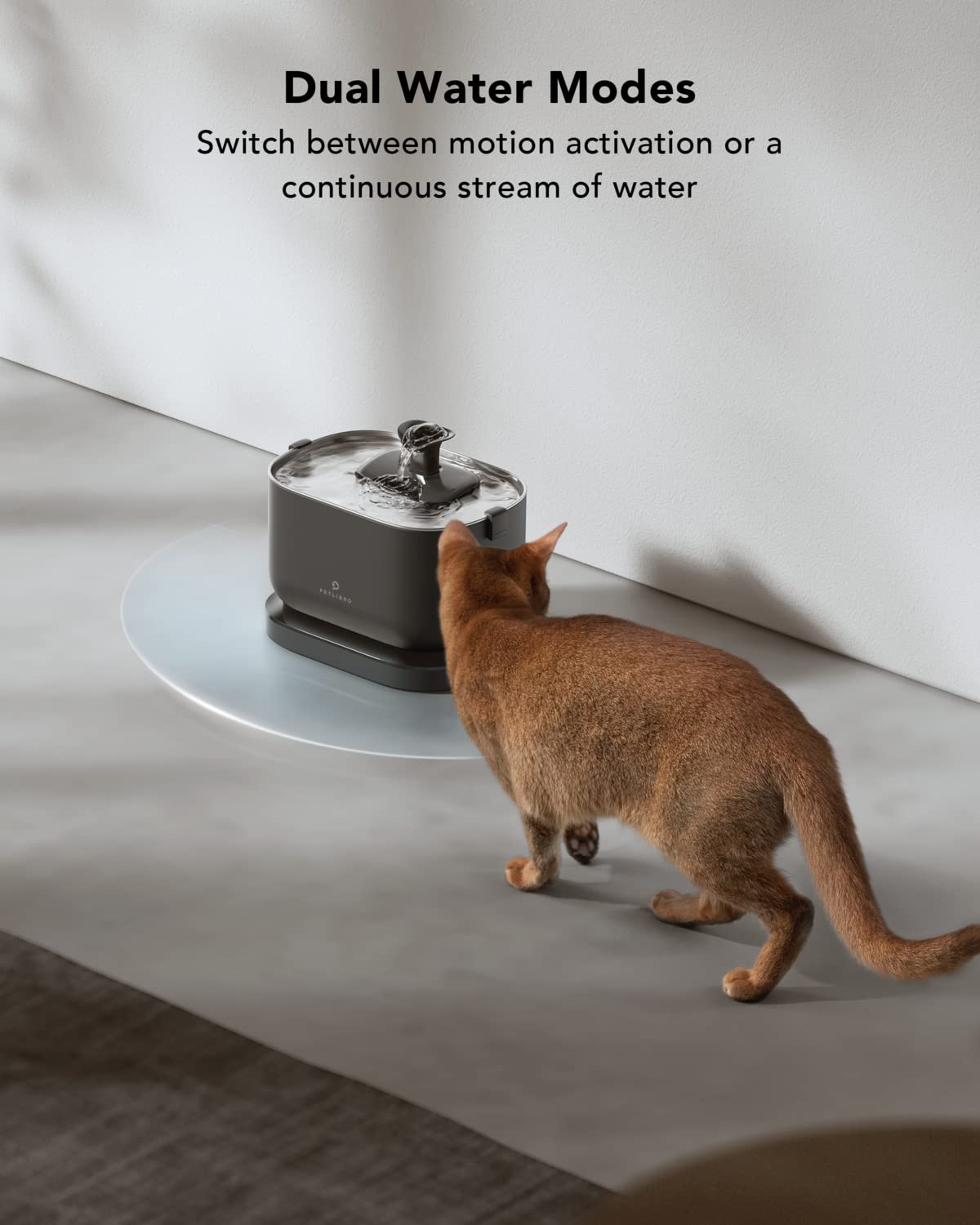 Cat Water Fountain, Wireless Pet Fountain Battery Operated, 2.5L/84oz