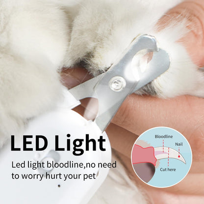 Cortaúñas para mascotas con luz LED y ultravioleta, cortaúñas para gatos