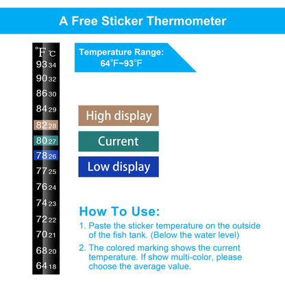 Mini Aquarium Heater 25W Small Fish Tank Heater 25 Watt with Free Thermometer Sticker