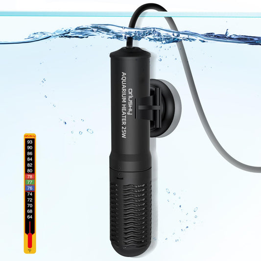 25W Small Submersible Aquarium Heater, Tank Heater of 78℉for 1-6 Gallons Freshwater & Saltwater Tanks