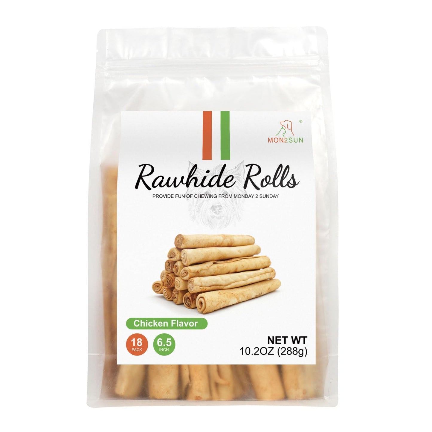 Dog Rawhide Rolls Twist Sticks 6.5 Inch Dog Chew Treats Chicken Flavor 18 Count for Puppy and Small Dogs