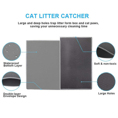 Cat Litter Mat Double Layer Waterproof Urine Proof Trapping Mat 1 Pack (Gray, 24x15 Inch (Pack of 1))