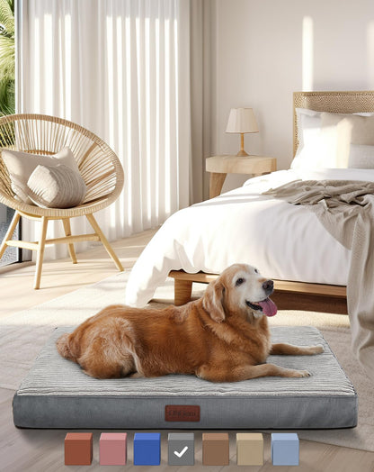 Cama ortopédica para perros de 35 pulgadas, impermeable y lavable a máquina, con espuma tipo huevera (gris)