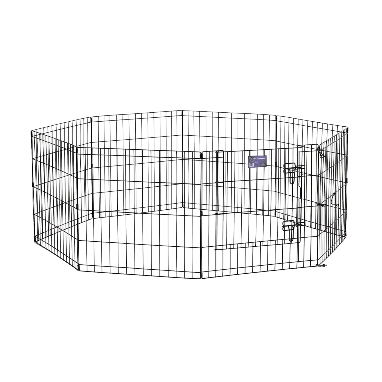 Dog Exercise Pen & Playpen, 24"W x 24"H, With Door, Black