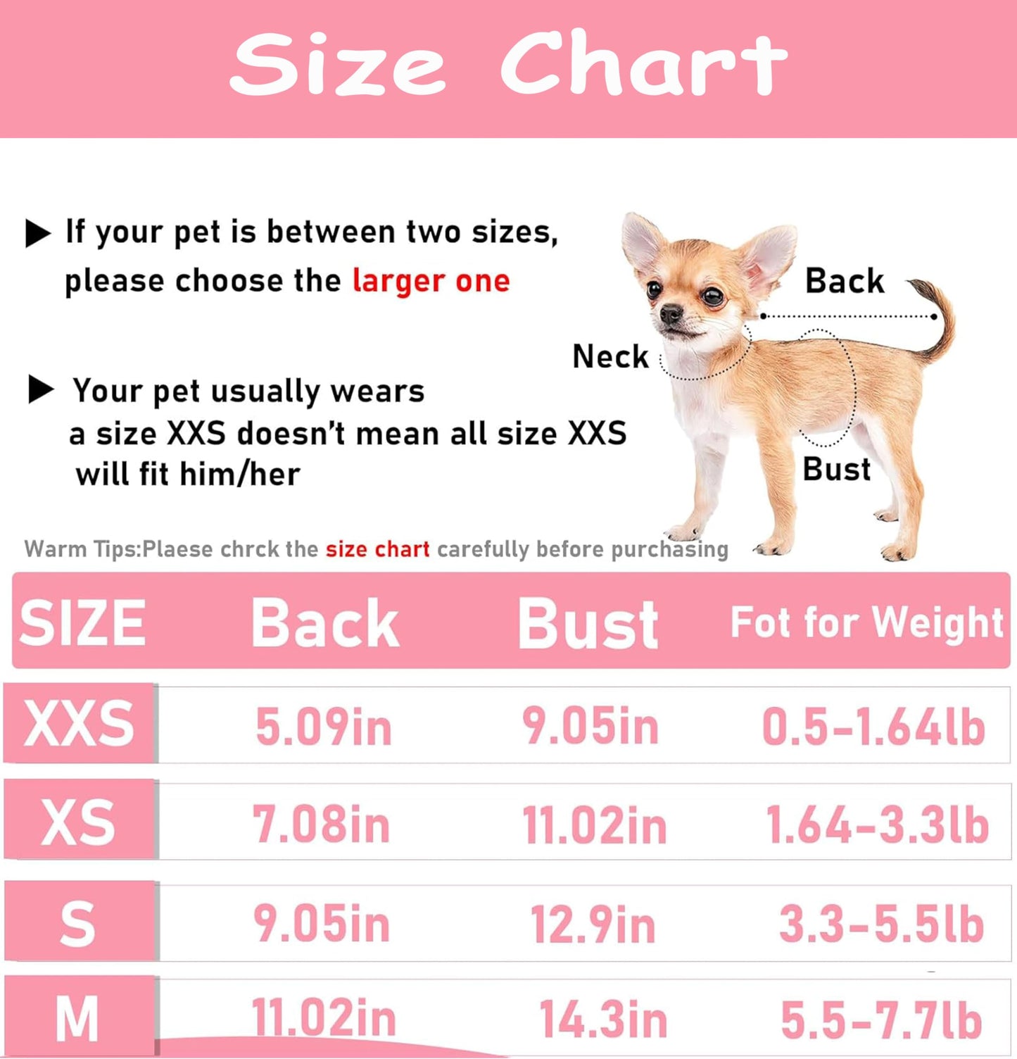 Suéter para perros de 2 piezas para perros pequeños, ropa para perros XXS (rosa + rojo, XX-Small)