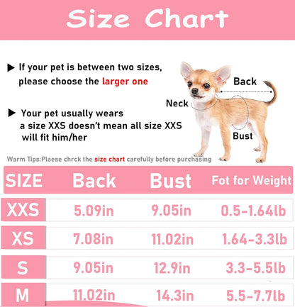 Suéter para perros de 2 piezas para perros pequeños, ropa para perros XXS (rosa + rojo, XX-Small)