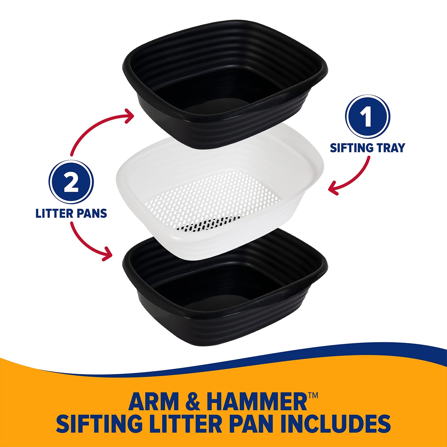 Arm & Hammer Large Sifting Litter Box Scoop Free Cat Litter Tray with Microban, Made in USA