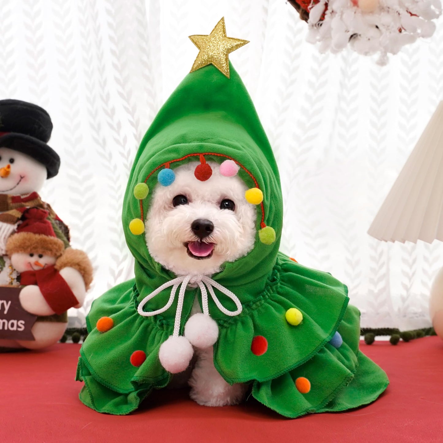 Cat Christmas Outfit Green Pet Cloak