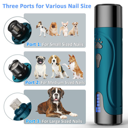 Amoladora de uñas para perros, 3 velocidades, 2 muelas abrasivas (azul oscuro)