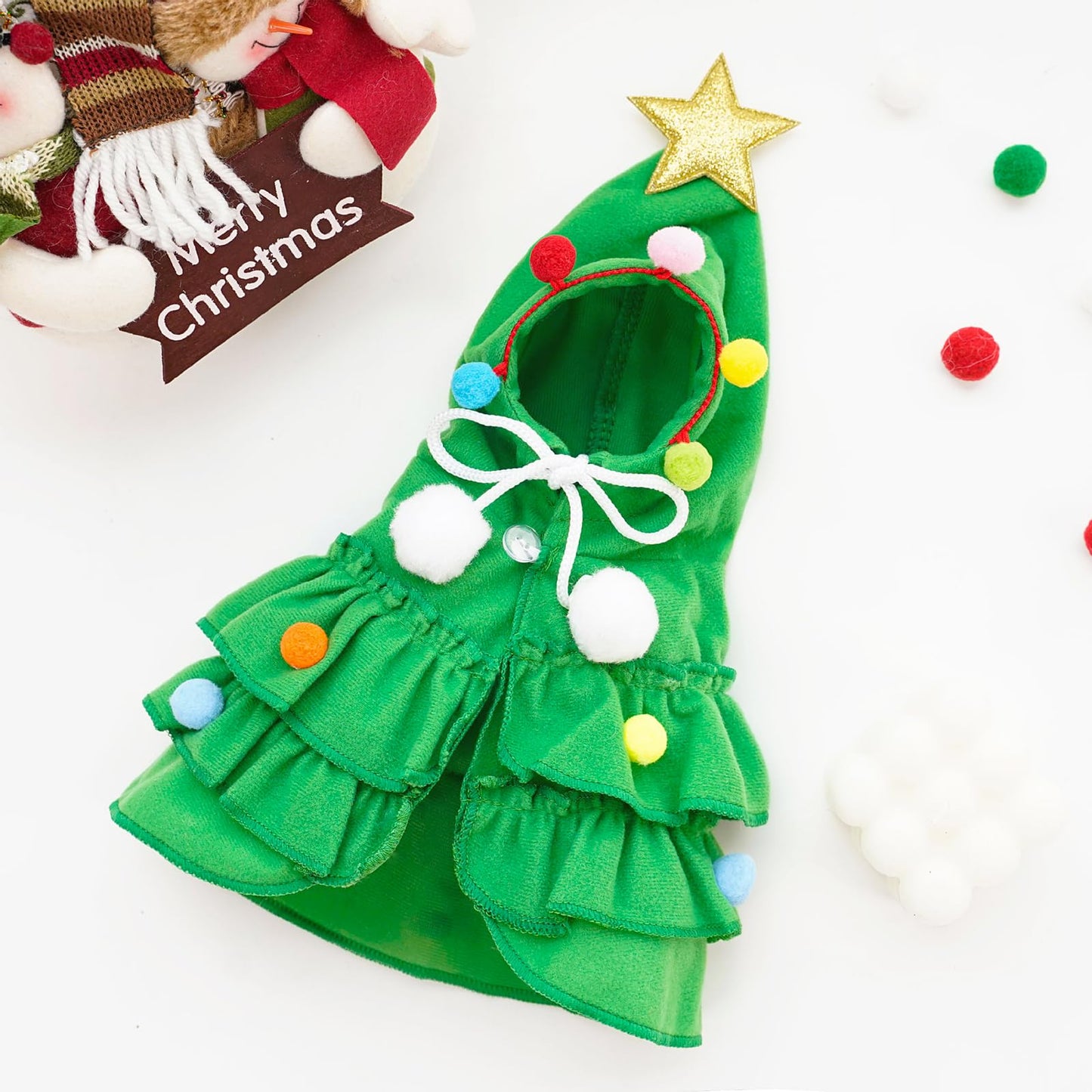 Cat Christmas Outfit Green Pet Cloak