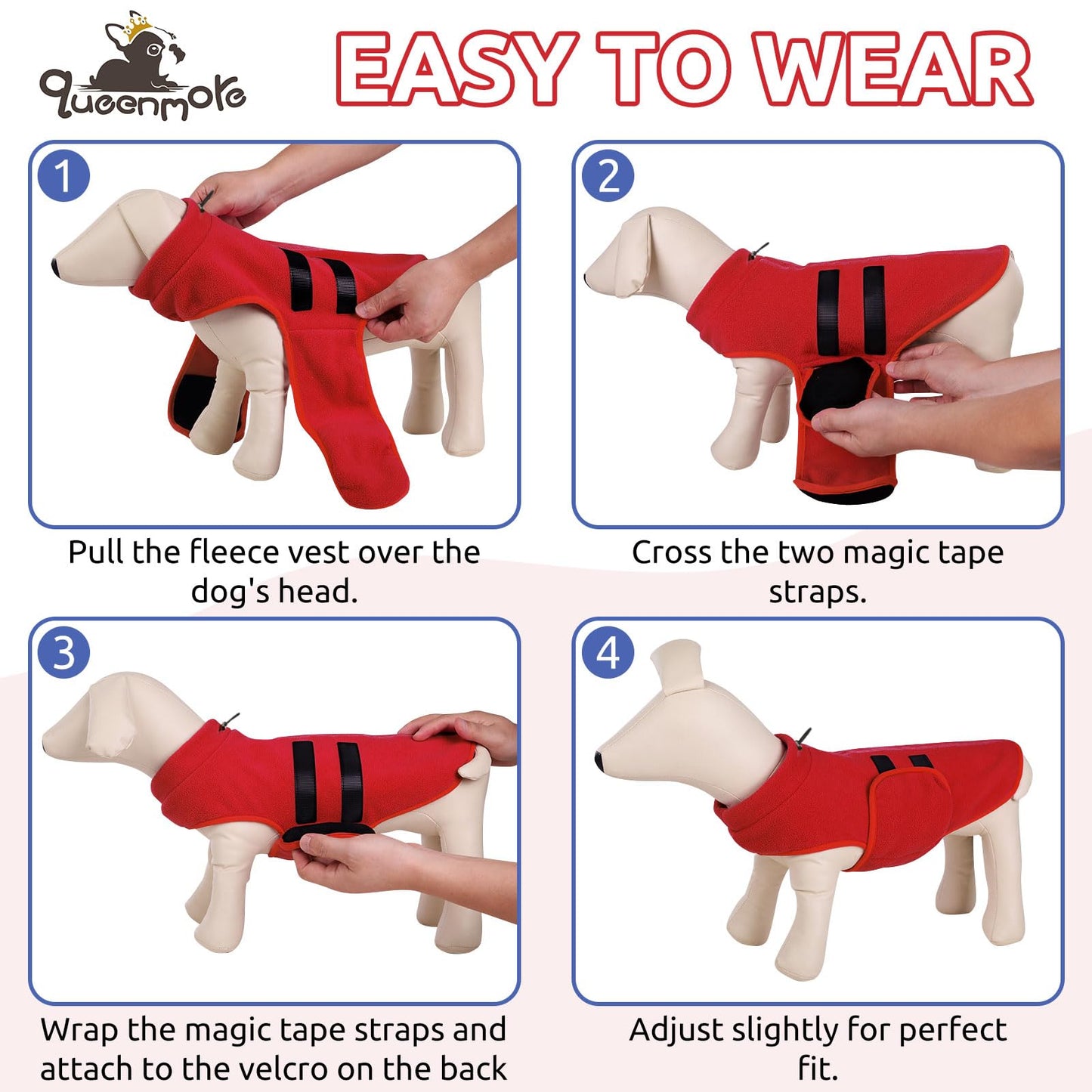 Small Dog Sweaters, Soft Fleece Vest Pullover Dog Jacket with Leash Holel (Red, S)