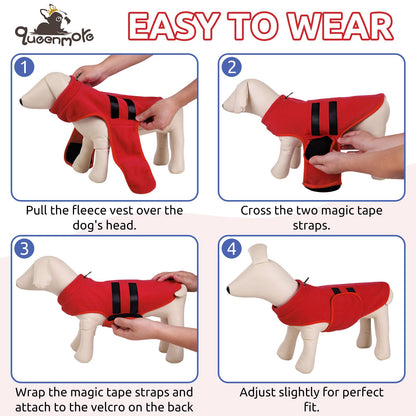 Small Dog Sweaters, Soft Fleece Vest Pullover Dog Jacket with Leash Holel (Red, S)