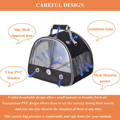 Bird Carrier Travel Cage with Stand (with Tray) (Black)