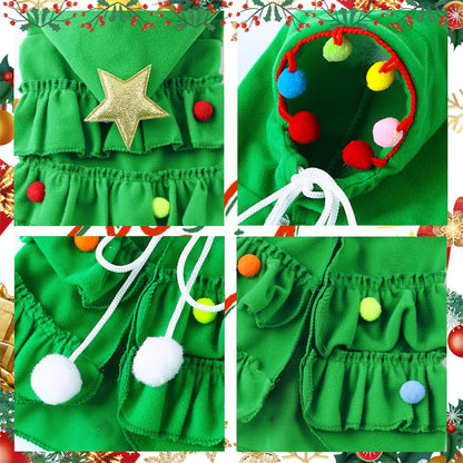 Cat Christmas Outfit Green Pet Cloak