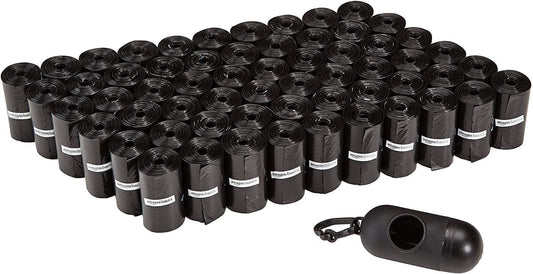 Bolsas a prueba de fugas para excrementos de perro con dispensador y clip para correa, sin perfume, 600 unidades, paquete de 40 de 15, color negro, 13 pulgadas x 9 pulgadas