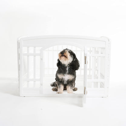 24" Exercise 4-Panel Pet Playpen with Door, White