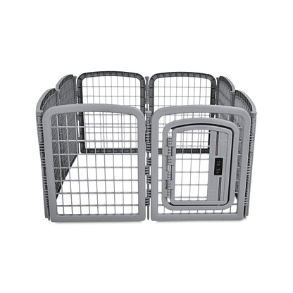 8-Panel Octagonal Plastic Pet Pen Fence Enclosure With Gate, 59 x 58 x 28 Inches, Grey