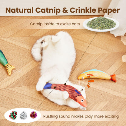 Cat Toys Saury Fish, 3 Pack Catnip Crinkle Sound Toys