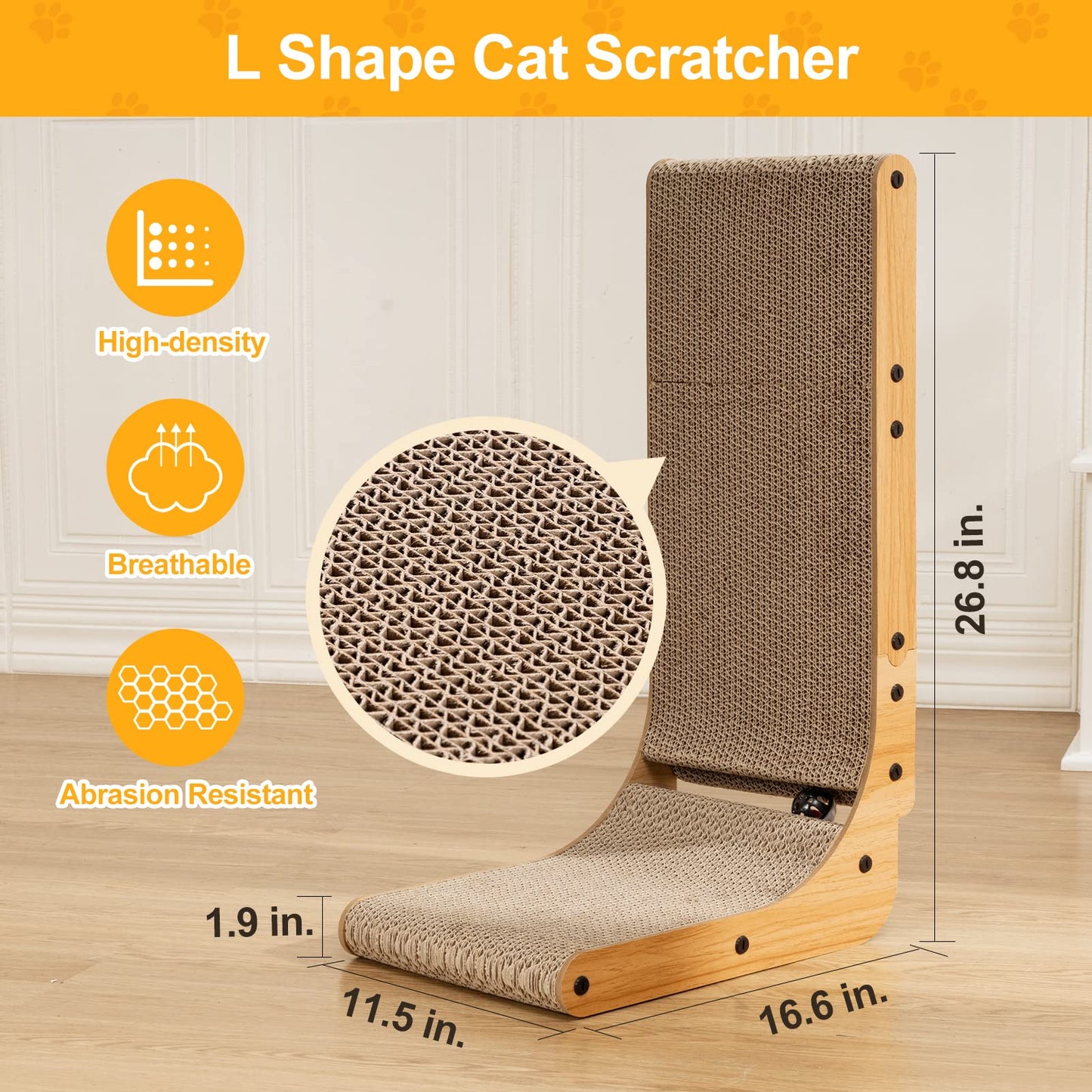 Shape Cat Scratcher, 26.8 Inch Cat Scratchers for Indoor Cats