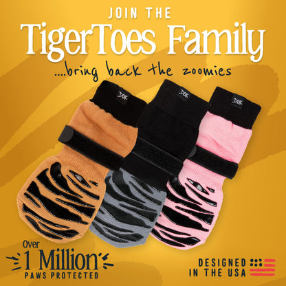 TigerToes Premium Non-Slip Dog Socks for Hardwood Floors  Size Large