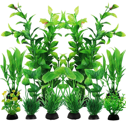 Fish Tank Accessories Green Plants, 10pcs Green Fish Tank Decorations