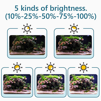 Clip On 24/7 Lighting Aquarium LED Light, 14W Sunrise-Daylight-Moonlight and DIY Mode