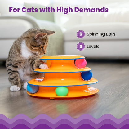 Tower of Tracks Interactive 3-Tier Cat Track Toy with Spinning Balls, Orange