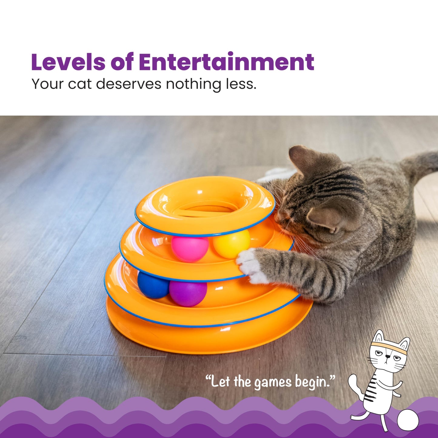 Tower of Tracks Interactive 3-Tier Cat Track Toy with Spinning Balls, Orange