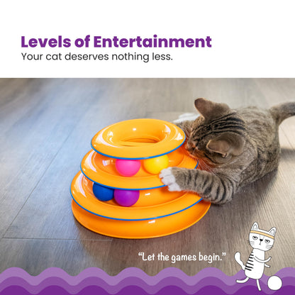 Tower of Tracks Interactive 3-Tier Cat Track Toy with Spinning Balls, Orange