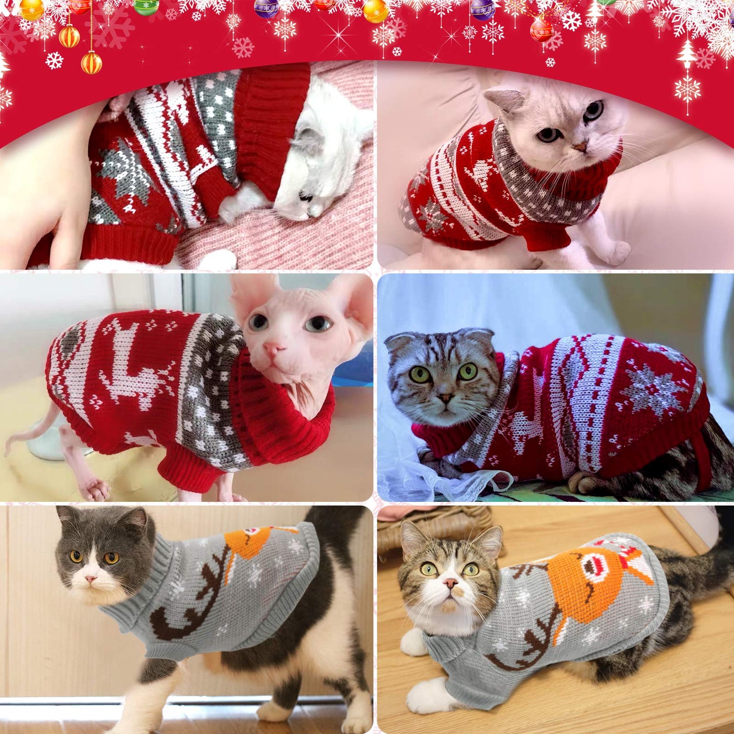 Snowflake Sweaters for Kittys and Small Dogs M