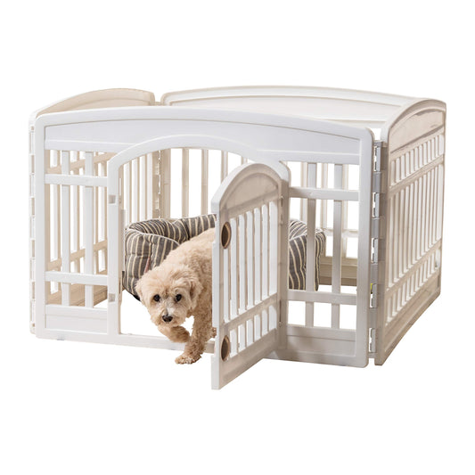 24" Exercise 4-Panel Pet Playpen with Door, White