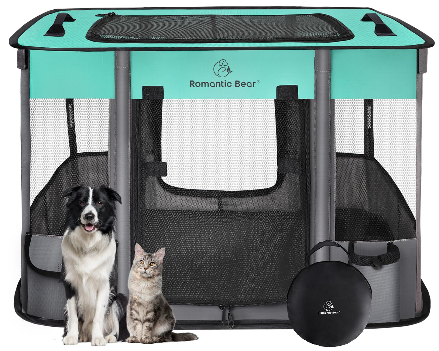 Parque para perros, parque para mascotas, plegable con estuche de transporte (M)