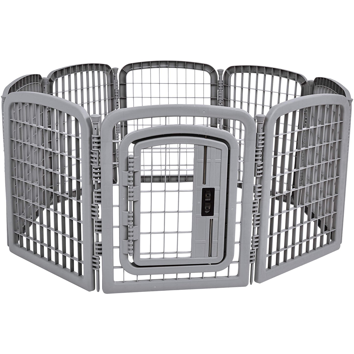 8-Panel Octagonal Plastic Pet Pen Fence Enclosure With Gate, 59 x 58 x 28 Inches, Grey