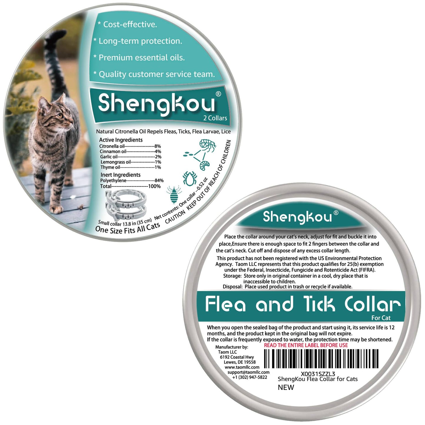 Flea and Tick Collar for Cats 13.8 in (2 Packs)