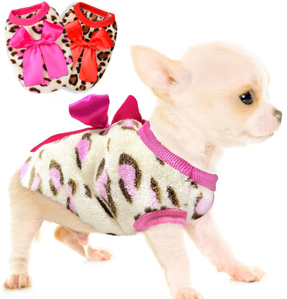 Suéter para perros de 2 piezas para perros pequeños, ropa para perros XXS (rosa + rojo, XX-Small)