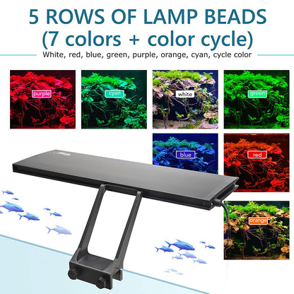 Clip On 24/7 Lighting Aquarium LED Light, 14W Sunrise-Daylight-Moonlight and DIY Mode