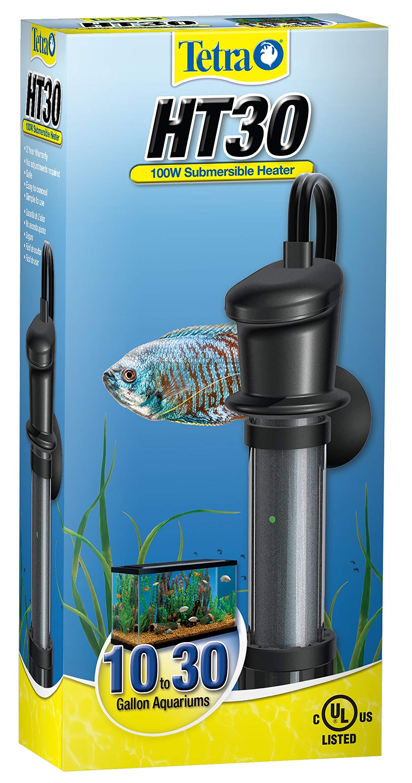 Submersible Aquarium Heater With Electronic Thermostat, 100-Watt, Multicolor, 10-30 Gallon