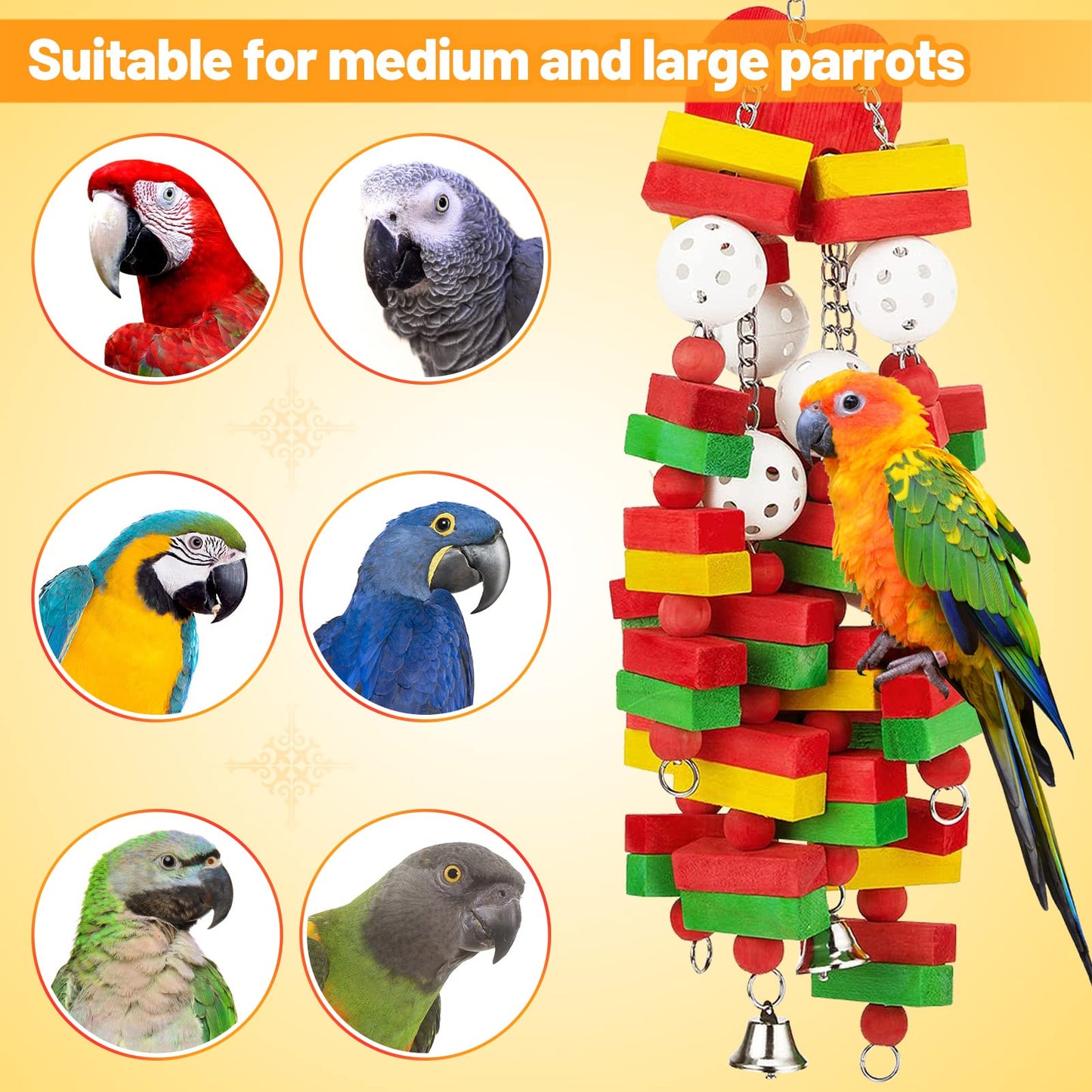 Large Bird Parrot Toys for Cockatoos African Grey