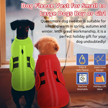 Small Dog Sweaters, Soft Fleece Vest Pullover Dog Jacket with Leash Holel (Red, S)