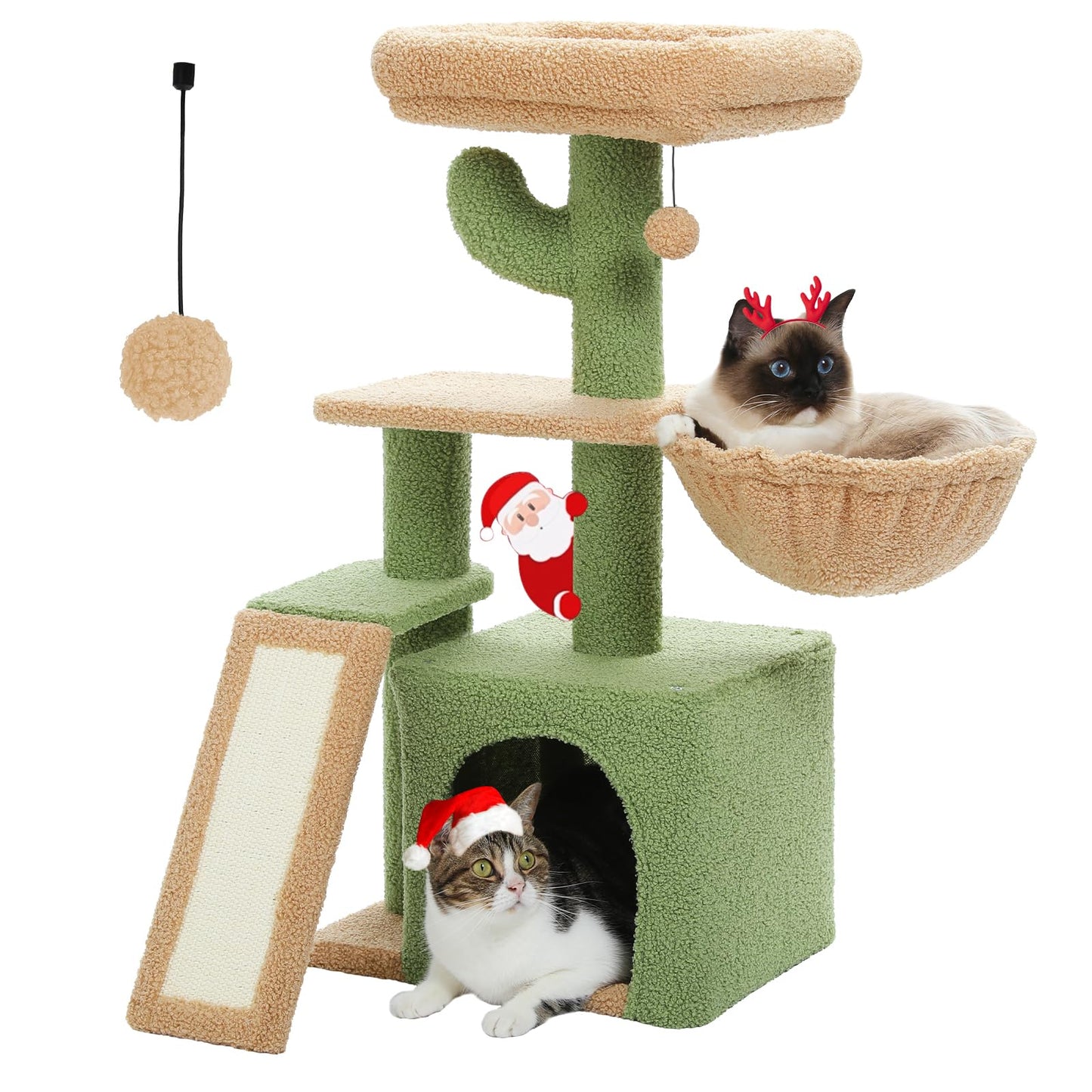 Cactus Cat Tree for Indoor Cats, 32'' Small Cat Tower