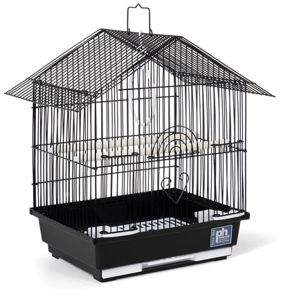 Parakeet Manor Bird Cage with Handle for Home or Travel, Black