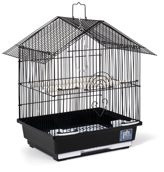 Jaula para pájaros Parakeet Manor con asa para el hogar o para viajar, color negro