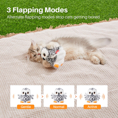 Flapping Owl Cat Toys (No Flying) Kicker Exercise Toys 4.0" for All Breeds